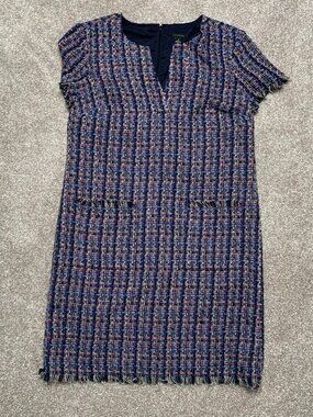 Anna Taylor Loft Sleeveless Midi Dress Blue White Women's woven sz. 4
